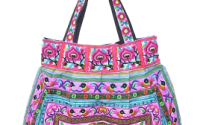 flower-tote-hmong-handbag-pom-pom-strap
